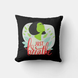 Just Breathe Mindfulness Art for Calm Home Decor Throw Pillow