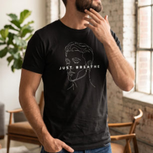 Just Breathe Minimalist T-Shirt Line Art Face