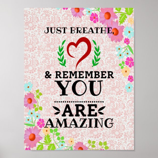 Just Breathe  - Motivational, Inspirational Home Poster (Front)