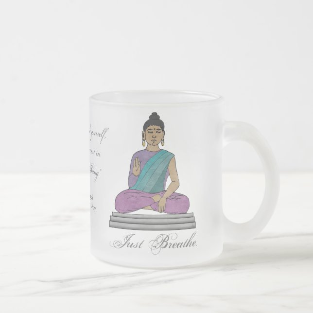 Just Breathe (Personalized Frosted Glass Mug) Frosted Glass Coffee Mug (Right)