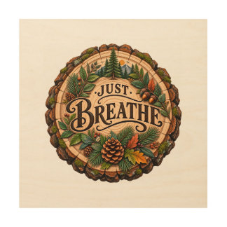 Just Breathe Pine Cone Forest Wood Art