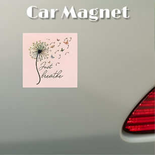 Just Breathe Positive Quote Car Magnet