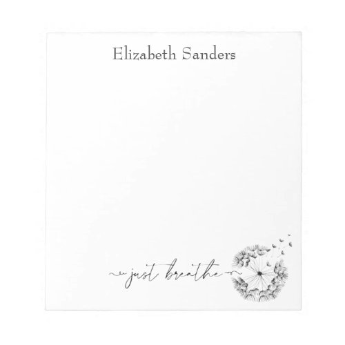 Just Breathe Quote Dandelion in the Wind Script  Notepad