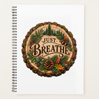 Just Breathe Rustic Forest Hardcover Notepad Planner