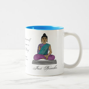 Just Breathe Sitting Buddha - Personalized Two-Tone Coffee Mug