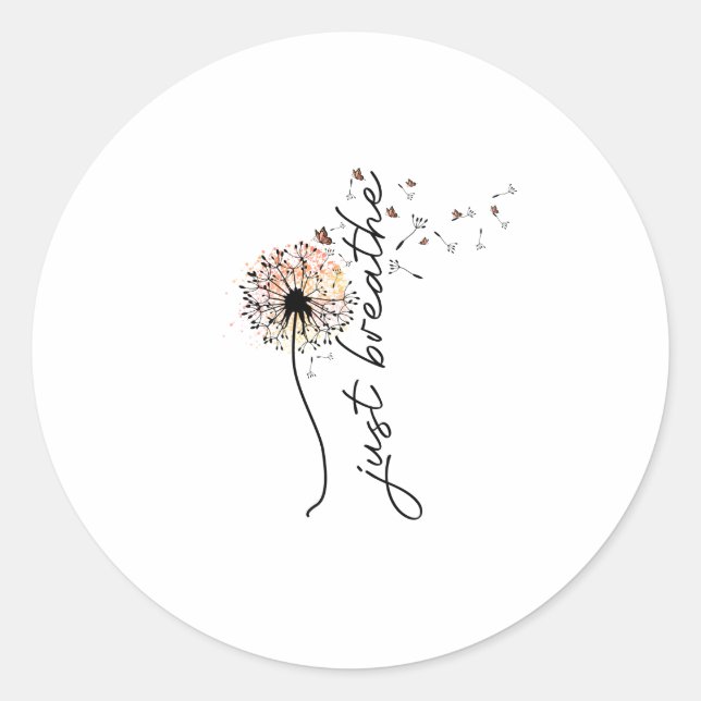 Just breathe sublimation classic round sticker (Front)