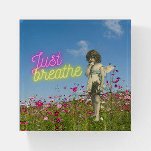 Just Breathe Vintage Angel Altered Art  Paperweight