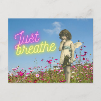 Just Breathe Vintage Angel Altered Art Postcard