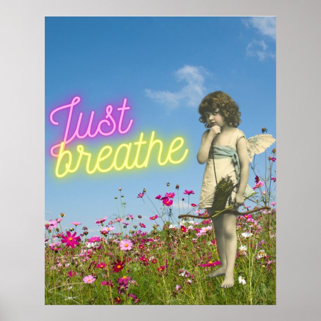 Just Breathe Vintage Angel Altered Art   Poster (Front)