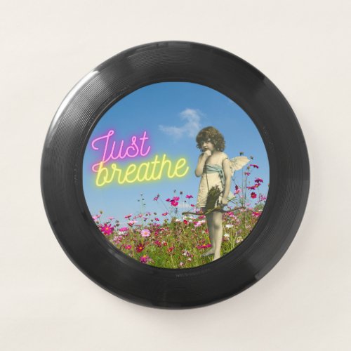 Just Breathe Vintage Angel Altered Art  Wham_O Frisbee