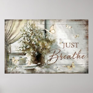 Just Breathe Vintage Chill Poster