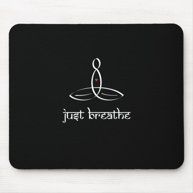 Just Breathe - White Sanskrit style Mouse Pad (Front)