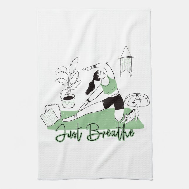 Just Breathe Yoga Meditation Pose Kitchen Towel (Vertical)