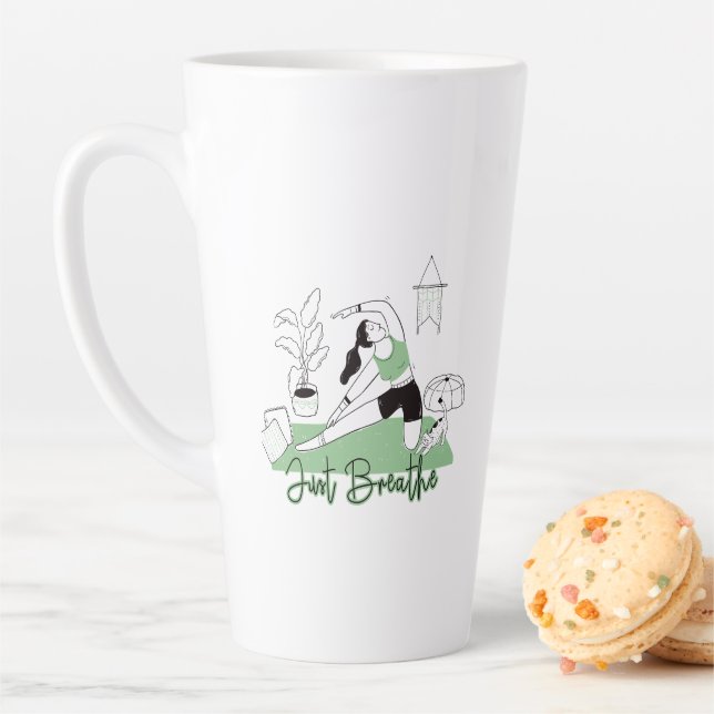 Just Breathe Yoga Meditation Pose Latte Mug (In Situ)