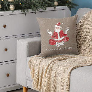 Just Breathe Yoga Santa Throw Pillow