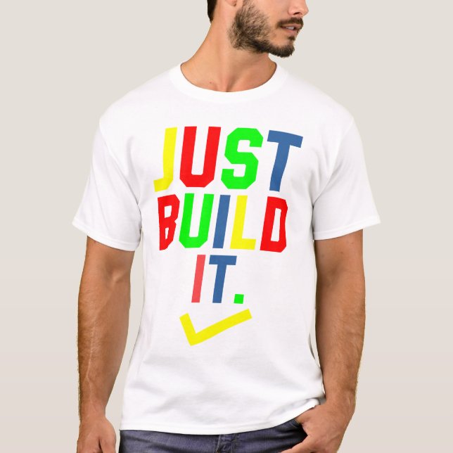  Just Build It Master Builder Building Block Boys  T-Shirt (Front)