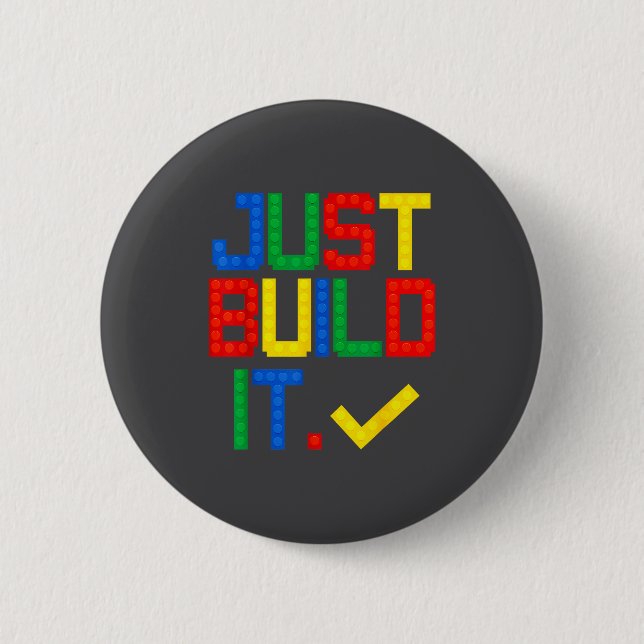 Just Build It Master Builder Kids Building Blocks  Button (Front)
