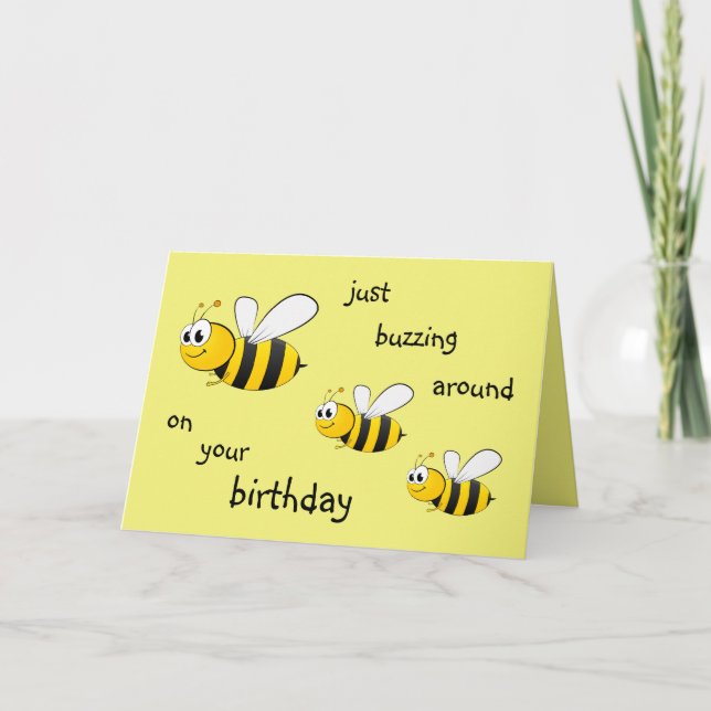 just buzzing around cartoon bee card (Front)