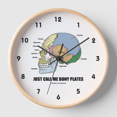 Just Call Me Bony Plates Skull Anatomy Humor Clock