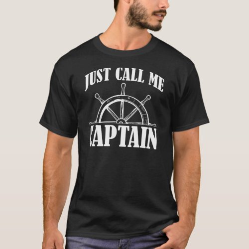 Just Call Me Captain Funny Sheep Wheel Boat Sailor T_Shirt
