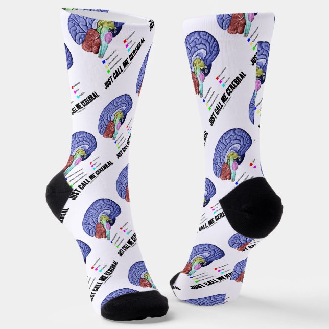 Just Call Me Cerebral Brain Anatomy Humor  Socks (Angled)