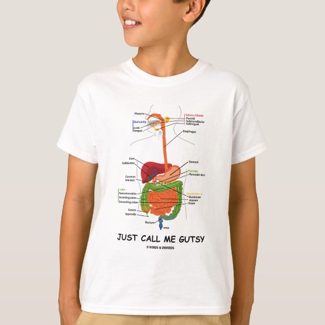 Just Call Me Gutsy (Digestive System Humor) T-Shirt (Front)