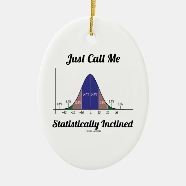Just Call Me Statistically Inclined (Bell Curve) Ceramic Ornament (Front)
