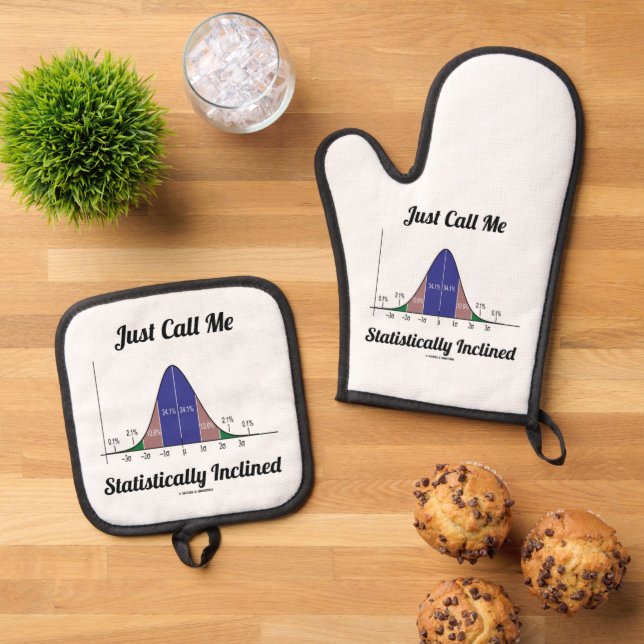 Just Call Me Statistically Inclined Bell Curve Oven Mitt & Pot Holder Set (Top Down)