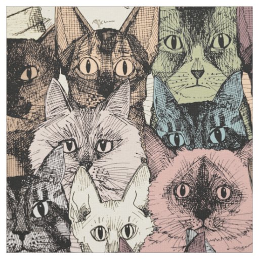 just cats retro fabric