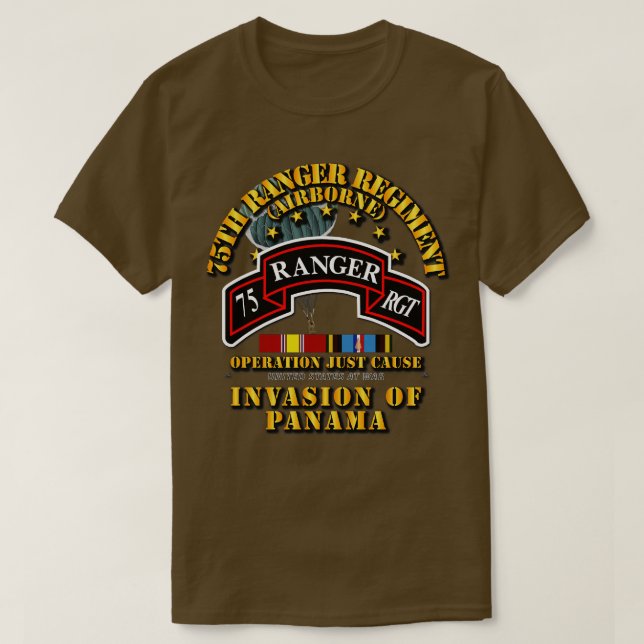 Just Cause 75th Rgt w Svc Ribbons T-Shirt (Design Front)