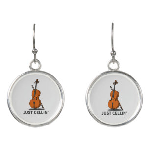 Just Cellin Cello Fiddle Musician Earrings