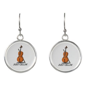 Just Cellin Cello Fiddle Musician Earrings by Milestone_Hub at Zazzle