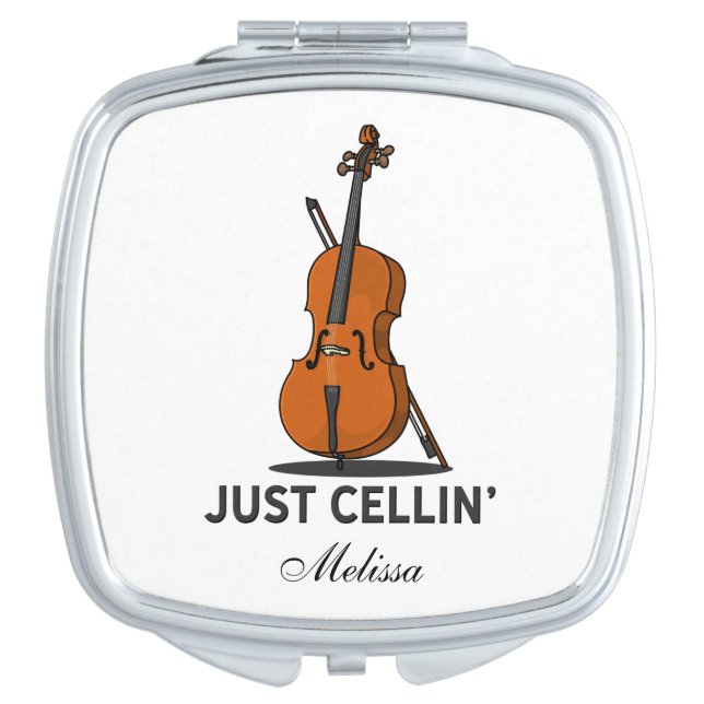 Just Cellin Cello Musician Custom Compact Mirror (Front)