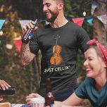 Just Cellin Cello Novelty T-Shirt<br><div class="desc">This "Just Cellin" design makes a great gift for a cellist or as a treat for yourself for the times when you're just chilling and  want to be casual</div>