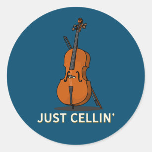 Just Cellin Cello Print Classic Round Sticker