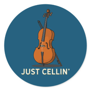 Just Cellin Cello Print Classic Round Sticker