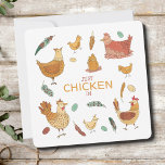 Just Checking In Hello Funny Hen Pun Cute Chickens<br><div class="desc">This design features the most adorable chickens, feathers, and eggs surrounding the text, "Just Chicken (checking) in". Let this cute card make your friends giggle with a funny hen pun - perfect for chicken lovers! Show someone special you're thinking of them with this original art card. Customize by adding your...</div>