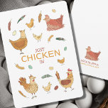 Just Checking In Hello Funny Hen Pun Cute Chickens Card<br><div class="desc">This design features the most adorable chickens, feathers, and eggs surrounding the text, "Just Chicken (checking) in". Let this cute card make your friends giggle with a funny hen pun - perfect for chicken lovers! Show someone special you're thinking of them with this original art card. Customize by adding your...</div>