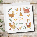 Just Checking In Hello Funny Hen Pun Cute Chickens Cards<br><div class="desc">This design features the most adorable chickens, feathers, and eggs surrounding the text, "Just Chicken (checking) in". Let this cute card make your friends giggle with a funny hen pun - perfect for chicken lovers! Show someone special you're thinking of them with this original art card. Customize by adding your...</div>