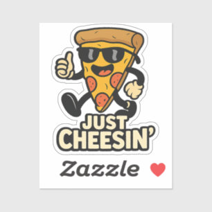 Just Cheesin' Funny Pizza Keychain - Cute Gift Sticker