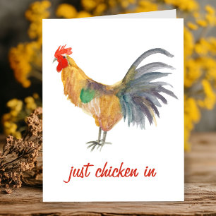 Just Chicken In Colorful Chicken Watercolor Funny Card