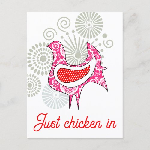 Just chicken in Cute Funny Pink Red Vintage Hen  Postcard
