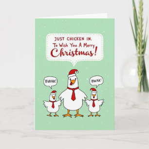 Just Chicken In Pun Funny Christmas Holiday Card