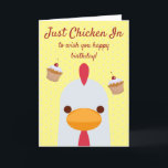 Just Chicken In Simple Funny Yellow Happy Birthday Card<br><div class="desc">If you’re looking for a super simple, cute, fun and funny happy birthday card for a chicken-loving friend, family member or loved one, you might appreciate this Just Chicken In Simple Funny Yellow Personalized Happy Birthday Greeting Card from Zazzle! It’s available in multiple sizes and matte or semi-gloss paper types....</div>