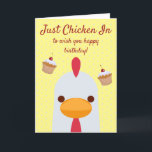 Just Chicken In Simple Funny Yellow Happy Birthday Card<br><div class="desc">If you’re looking for a super simple, cute, fun and funny happy birthday card for a chicken-loving friend, family member or loved one, you might appreciate this Just Chicken In Simple Funny Yellow Personalized Happy Birthday Greeting Card from Zazzle! It’s available in multiple sizes and matte or semi-gloss paper types....</div>