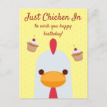 Just Chicken In Simple Funny Yellow Happy Birthday Postcard