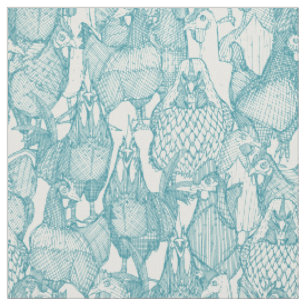 just chickens lagoon natural fabric