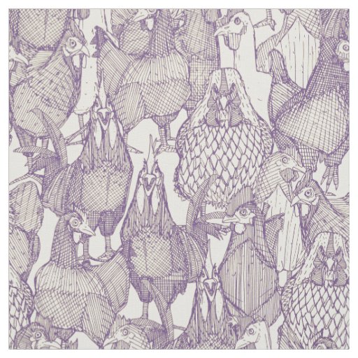 just chickens purple cream fabric