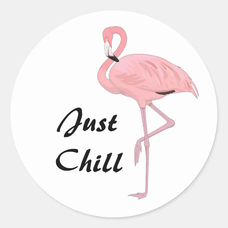 Just Chill Funny Flamingo Classic Round Sticker | Zazzle
