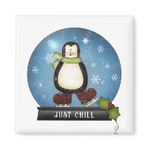 JUST CHILL Penguin Ice Skating Inside Snowglobe